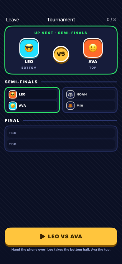Tournament knockout bracket